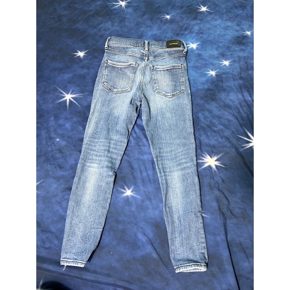 Express High Rise Skinny Jeans Medium Wash Button Fly Denim Pants 26x23 - Picture 9 of 10